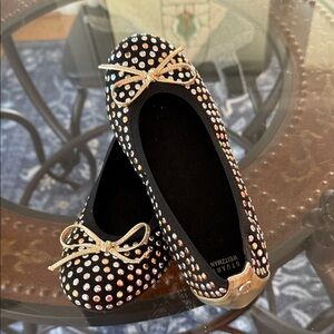 Stuart Weitzman Black Flats with Gold and Silver Studs Size 6.